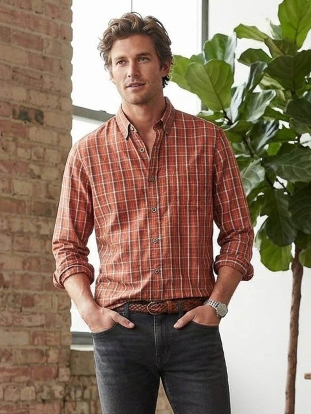 Men’s timberland Button-down dress shirt plaid